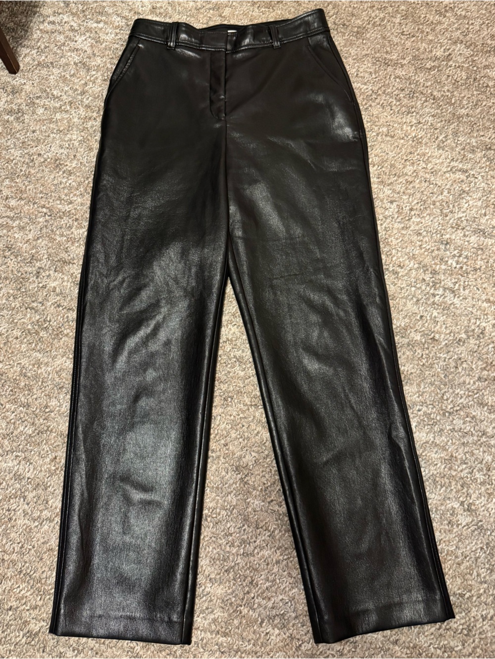 Babaton from Aritzia Black Command Cropped Vegan Faux Leather Trouser Pants